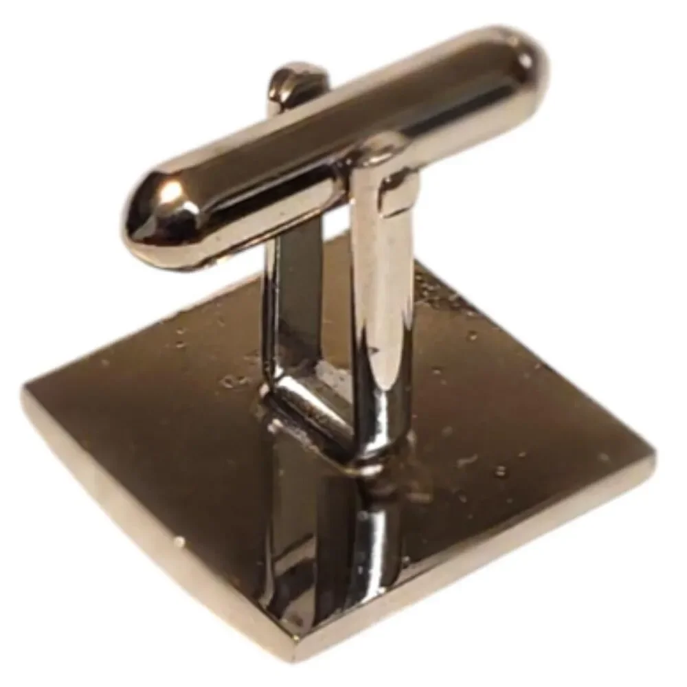 Vintage Square Cuff Links Two Tone Silver Polished & Textured Silver Cufflinks